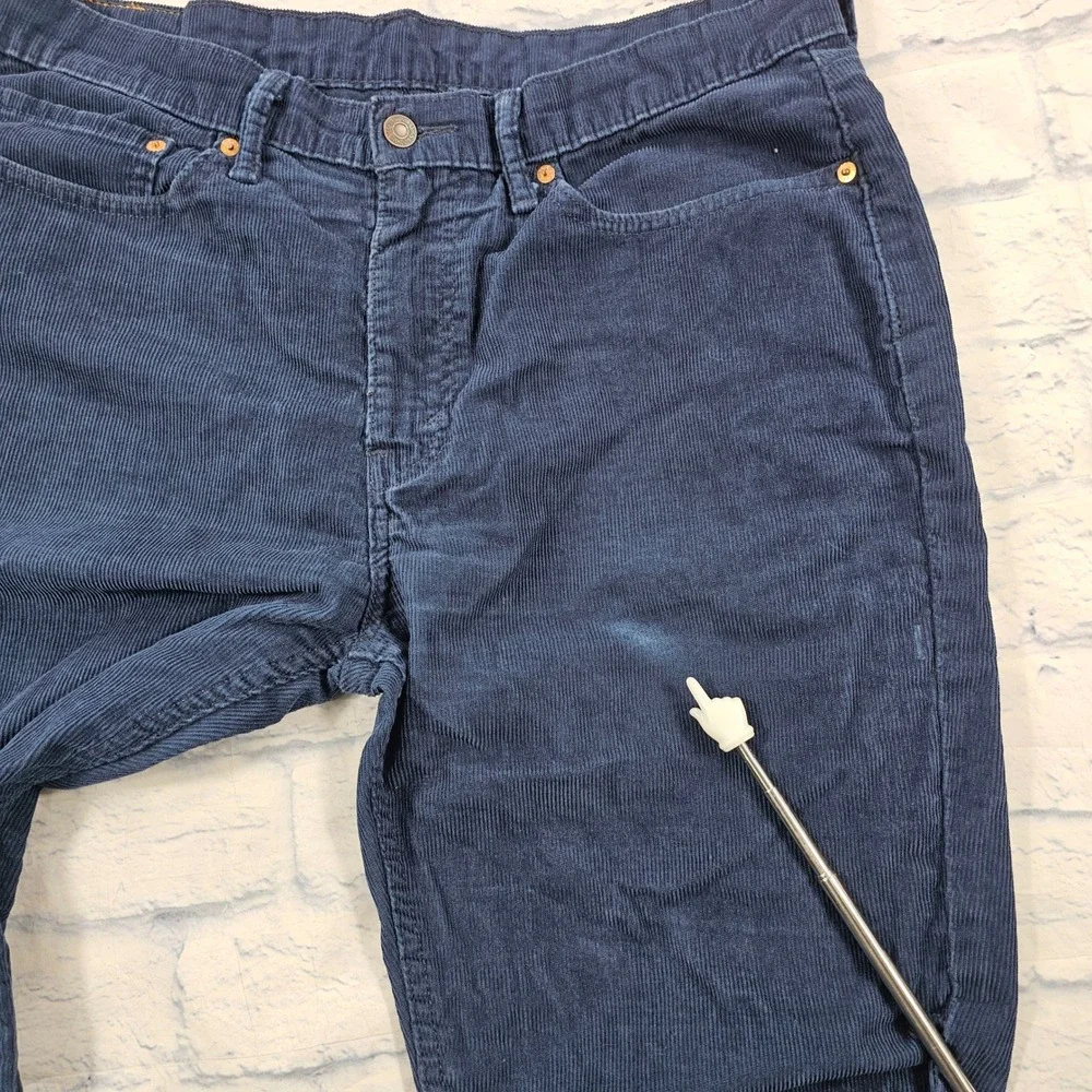 Levis 514 Corduroy Pants MENS 36x32 Navy Blue Straight Leg 5-Pocket Stretch